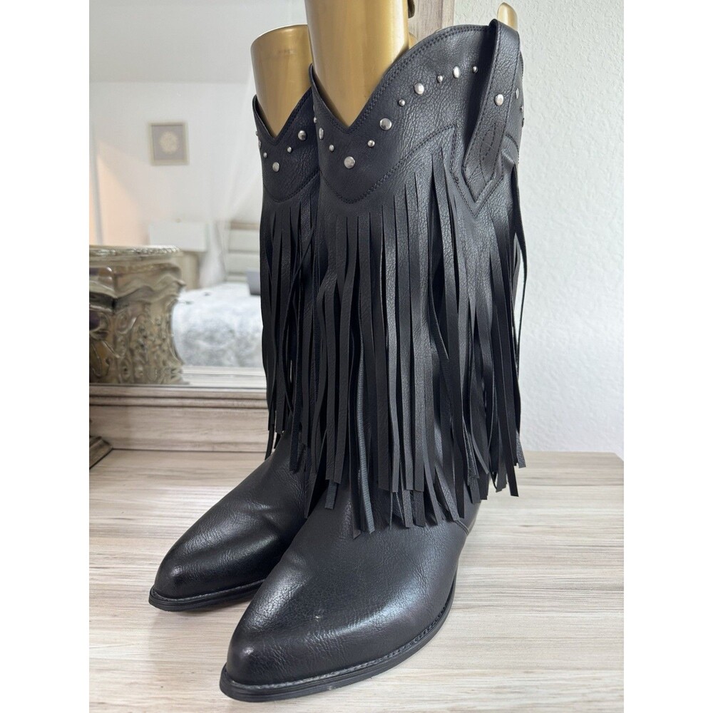 SheSole Women's Fringe Cowboy Cowgirl Boots Wide Western Suede Tassel Boots 10W